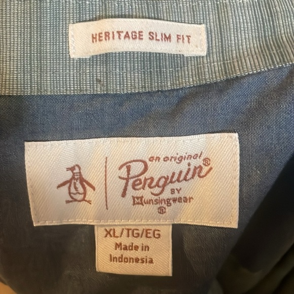 Original Penguin (heritage slim fit) casual button down, green, collared shirt. - Picture 7 of 8